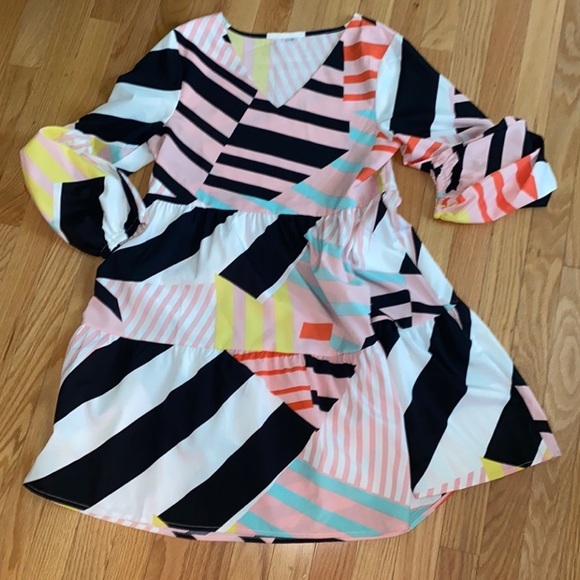 Amoretu Women Summer Tunic V Neck Loose Flowy Swing Shift Dress Flounce - Picture 7 of 12